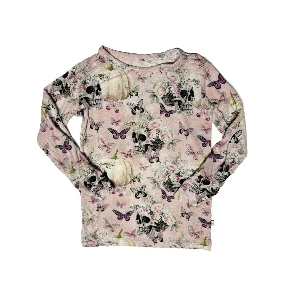 Posh Peanut Long Sleeve Shirt Kids 3T Skull Pumpkin Butterfly Print Pink Top Tee